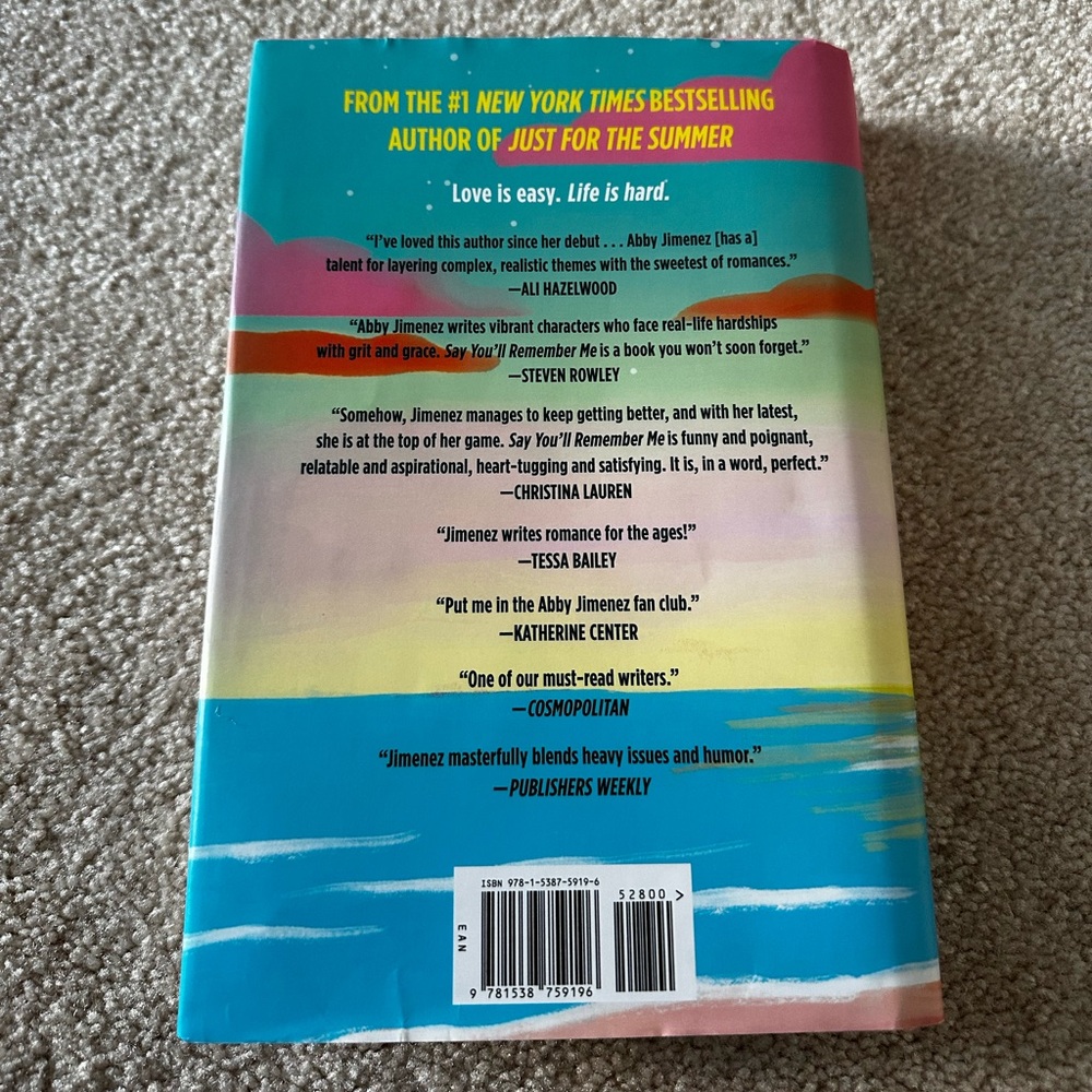 Say You'll Remember Me by Abby Jimenez Hardcover - Picture 2 of 3